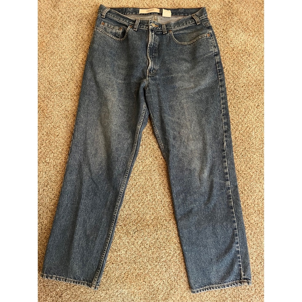 GAP Mens Relaxed Fit Jeans 35x30 Blue Vintage 90s Made in USA Denim Flaw